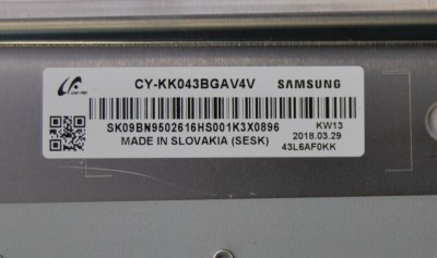 Подложка в сборе с подсветкой CY-KK043BGAV4V